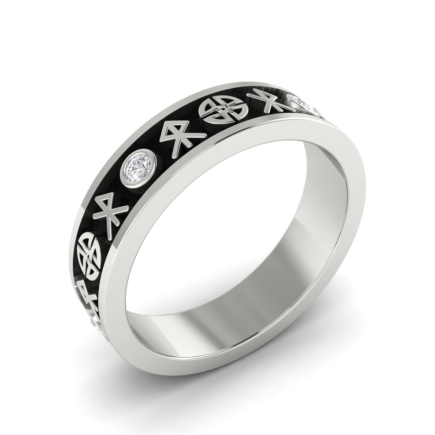 ViKING | Nordic Courage Love Shield Knot Diamond Wedding Band, Men's Index Ring