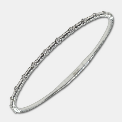0.20 CT Diamond 14K White Gold Flexible Bracelet, Handmade in Italy