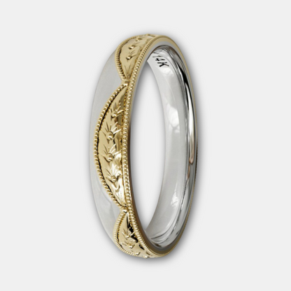 VERONA | 14K Hand-Engraved Double-Level Eternity Wedding Band
