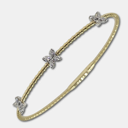 14K Two-Tone 0.35 Ct Diamond Flexible Dangle Bracelet, Handmade in Italy