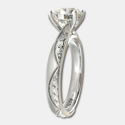 VERONA-E. 14k Double-Level Hand-Engraved Engagement Ring