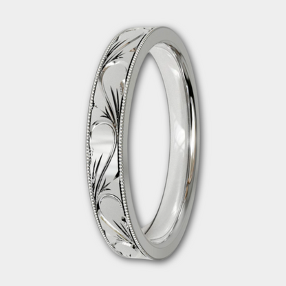 SCROLL | 14K Hand-Carved Eternity Wedding Band