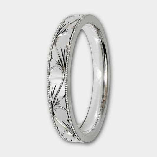 SCROLL | Hand-Engraved Scrolls Wedding Band, Stacking Ring