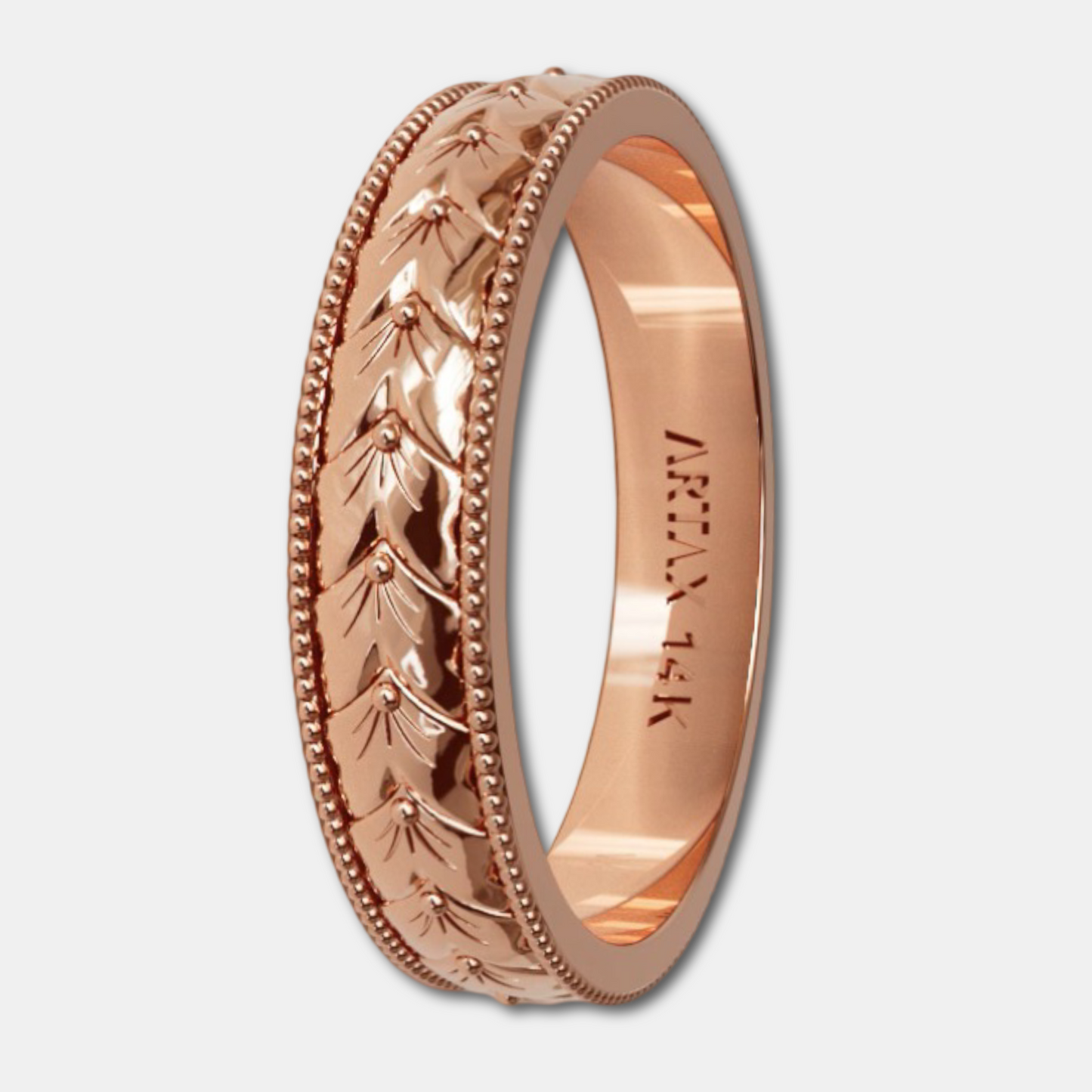 VINTAGE | Wheat Pattern Hand-Carved Wedding Band