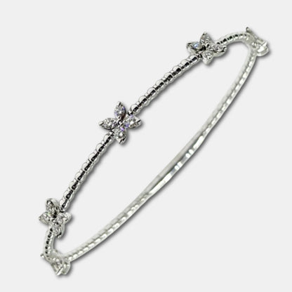 14K White Gold 0.60 Ct Diamond Flexible Dangle Bracelet, Handmade in Italy
