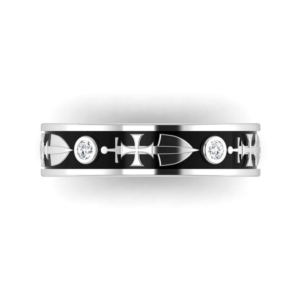 RECONQUISTA| Cross Sword Shield Symbolic Diamond Wedding Band, Index Ring