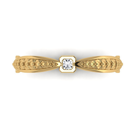 BARCELONA | 14K Hand-engraved Diamond Eternity Wedding Band