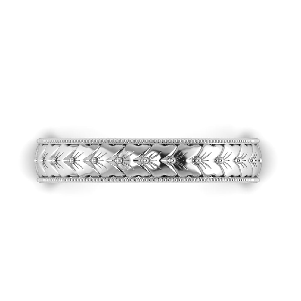 VINTAGE | Antique Style Wheat Pattern Hand-Carved Eternity Wedding Band, Stackable Ring