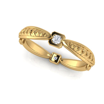 BARCELONA | 14K Hand-engraved Diamond Eternity Wedding Band