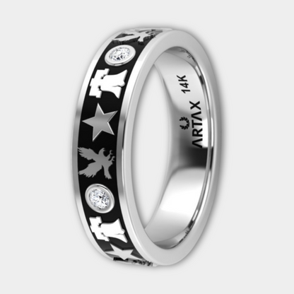 AMERICANA | 14K American Patriot Wedding Band, Index Ring