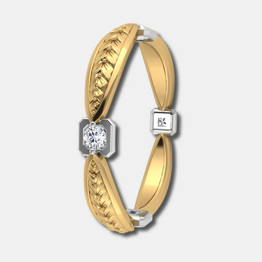 BARCELONA | 14K Hand-engraved Diamond Eternity Wedding Band