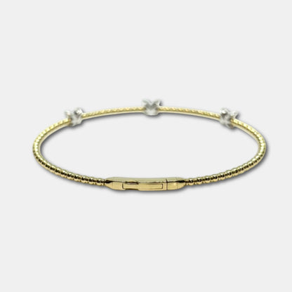 14K Two-Tone 0.35 Ct Diamond Flexible Dangle Bracelet, Handmade in Italy