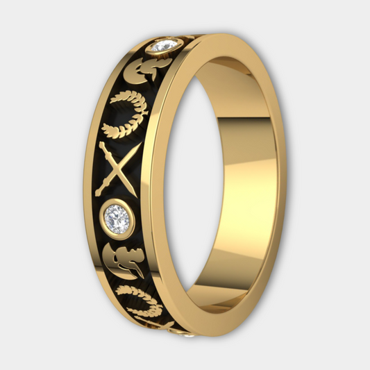 CENTURION | Ancient Rome Inspired Diamond Wedding Band, Index Ring