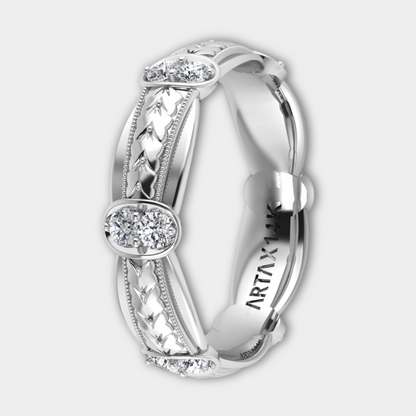 LOUVRE | 14K Hand-Engraved Double-Level Diamond Ring