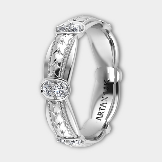 LOUVRE | Handmade Multi-Level Pave Set Eternity  Diamond Wedding Band, Anniversary Ring