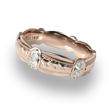 LOUVRE | 14K Hand-Engraved Double-Level Diamond Ring
