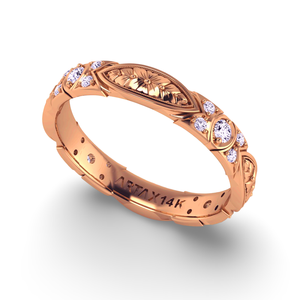 VENEZIA | 14K Hand-Carved Diamond Wedding Ring