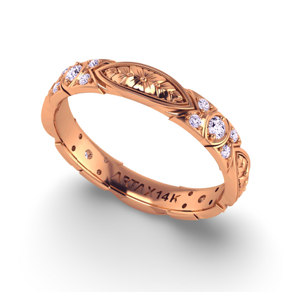 VENEZIA | 14K Hand-Carved Diamond Wedding Ring
