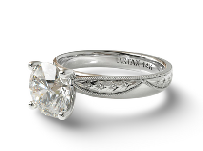 VERONA-E. 14k Double-Level Hand-Engraved Engagement Ring