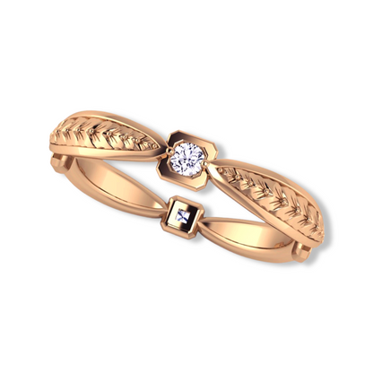 BARCELONA | 14K Hand-engraved Diamond Eternity Wedding Band