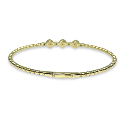 0.55 Ct. Handmade Flexible Diamond Bangle Bracelet, 14k Yellow Gold. Made in Italy