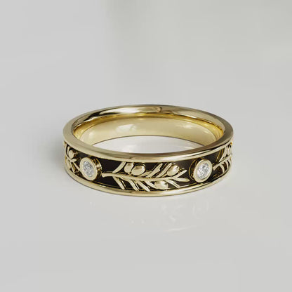 AURELIA | 14K Olive Branch Diamond Wedding Ring