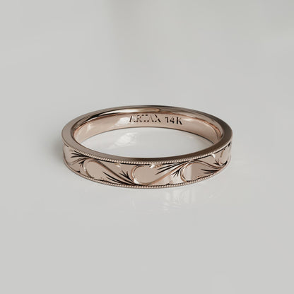 SCROLL | 14K Hand-Carved Eternity Wedding Band