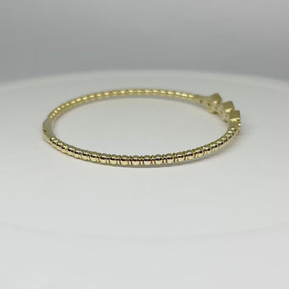 0.55 Ct. Handmade Flexible Diamond Bangle Bracelet, 14k Yellow Gold. Made in Italy