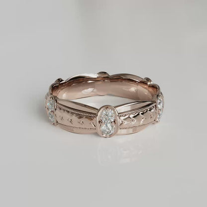 LOUVRE | 14K Hand-Engraved Double-Level Diamond Ring