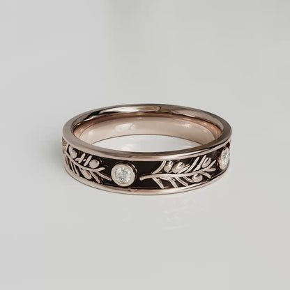 AURELIA | 14K Olive Branch Diamond Wedding Ring