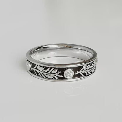 AURELIA | 14K Olive Branch Diamond Wedding Ring