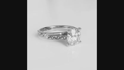 AMALFI-E. 14K Scrolls Hand-Engraved Diamond Engagement Ring