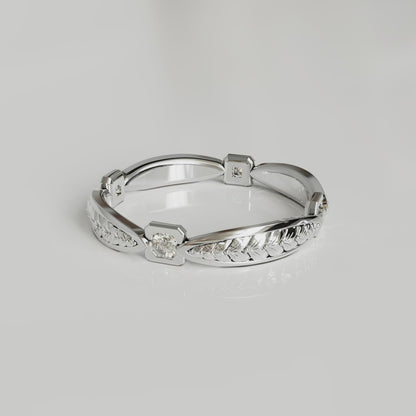 BARCELONA | 14K Hand-engraved Diamond Eternity Wedding Band