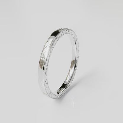 SICILIA | 14K Hand-Carved Diamond Wedding Band