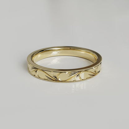 SCROLL | 14K Hand-Carved Eternity Wedding Band