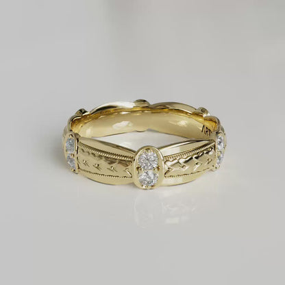 LOUVRE | 14K Hand-Engraved Double-Level Diamond Ring