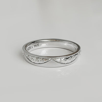 VERONA | 14K Hand-Engraved Double-Level Eternity Wedding Band