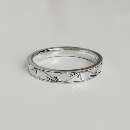 SCROLL | 14K Hand-Carved Eternity Wedding Band