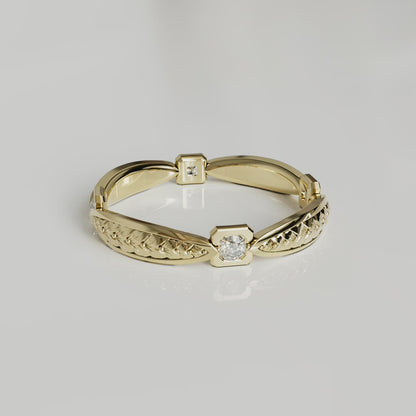 BARCELONA | 14K Hand-engraved Diamond Eternity Wedding Band
