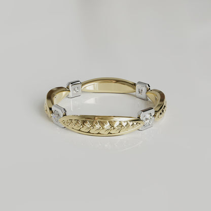 BARCELONA | 14K Hand-engraved Diamond Eternity Wedding Band