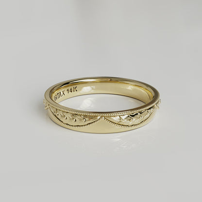 VERONA | 14K Hand-Engraved Double-Level Eternity Wedding Band