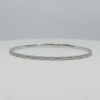 0.20 CT Diamond 14K White Gold Flexible Bracelet, Handmade in Italy