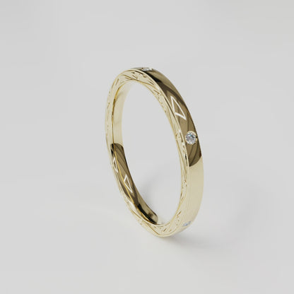 SICILIA | 14K Hand-Carved Diamond Wedding Band