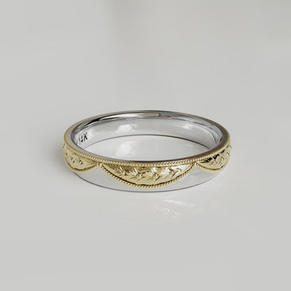 VERONA | 14K Hand-Engraved Double-Level Eternity Wedding Band