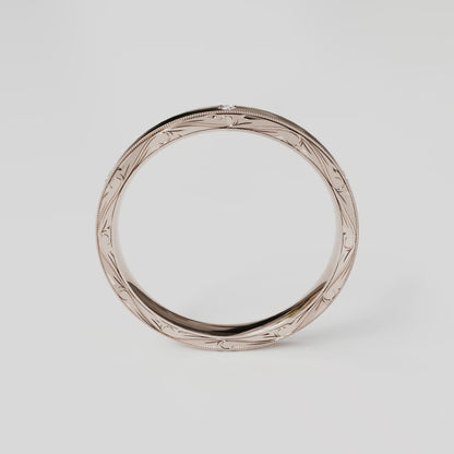 SICILIA | 14K Hand-Carved Diamond Wedding Band