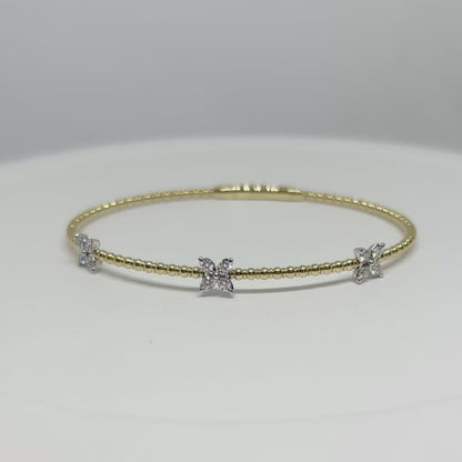 14K Two-Tone 0.35 Ct Diamond Flexible Dangle Bracelet, Handmade in Italy