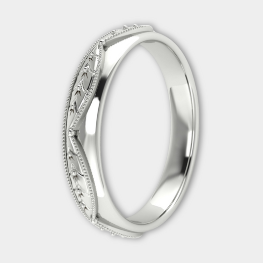 VERONA | Hand-Engraved Curtain Pattern Double-Level Eternity Wedding Ring, Stacking Band